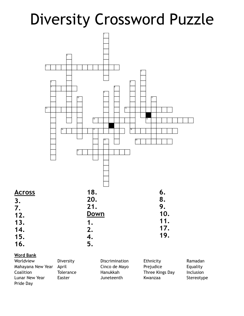 Diversity Crossword Puzzle WordMint