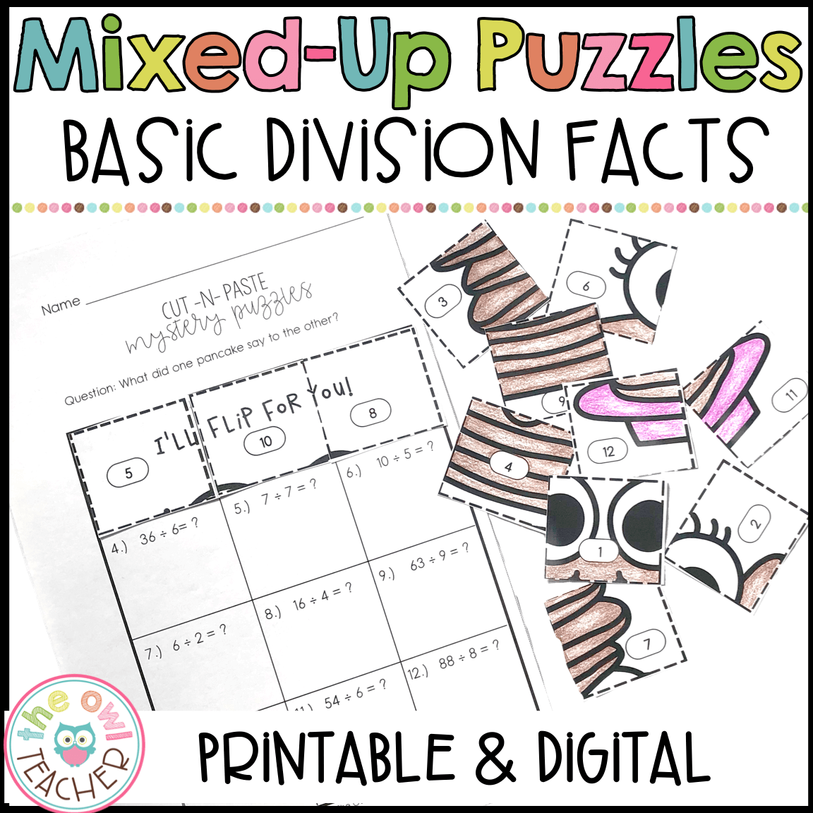 Division Fact Practice Mixed Up Puzzles Printable U0026 Digital 