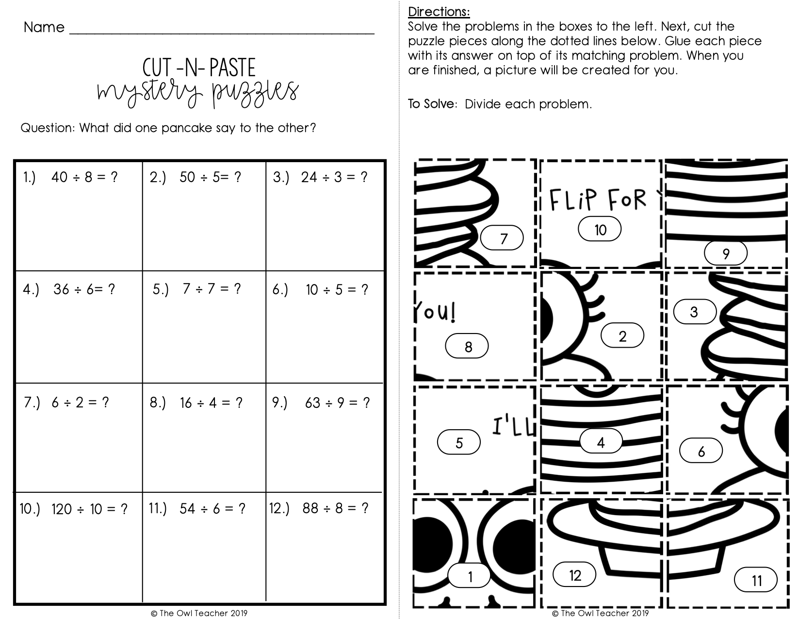 Division Fact Practice Mixed Up Puzzles Printable U0026 Digital 