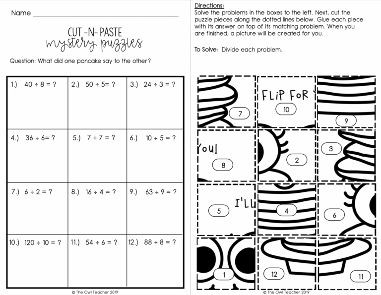 Division Fact Practice Mixed Up Puzzles Printable U0026 Digital 