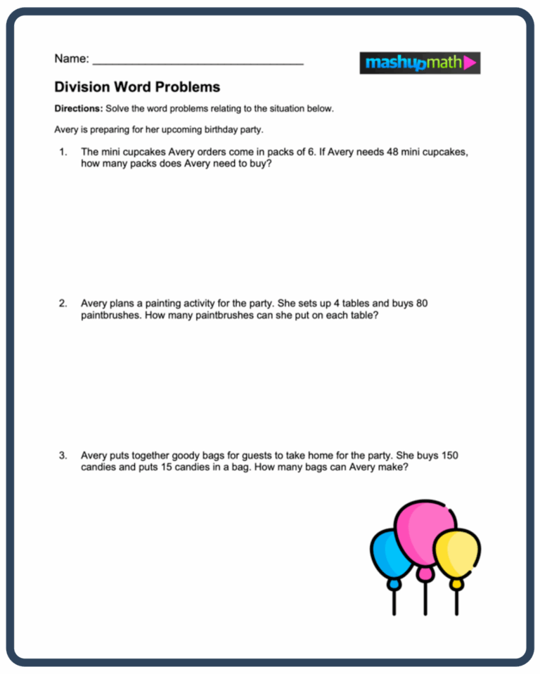 Division Word Problems Free Worksheets For Grades 3 5 Mashup Math