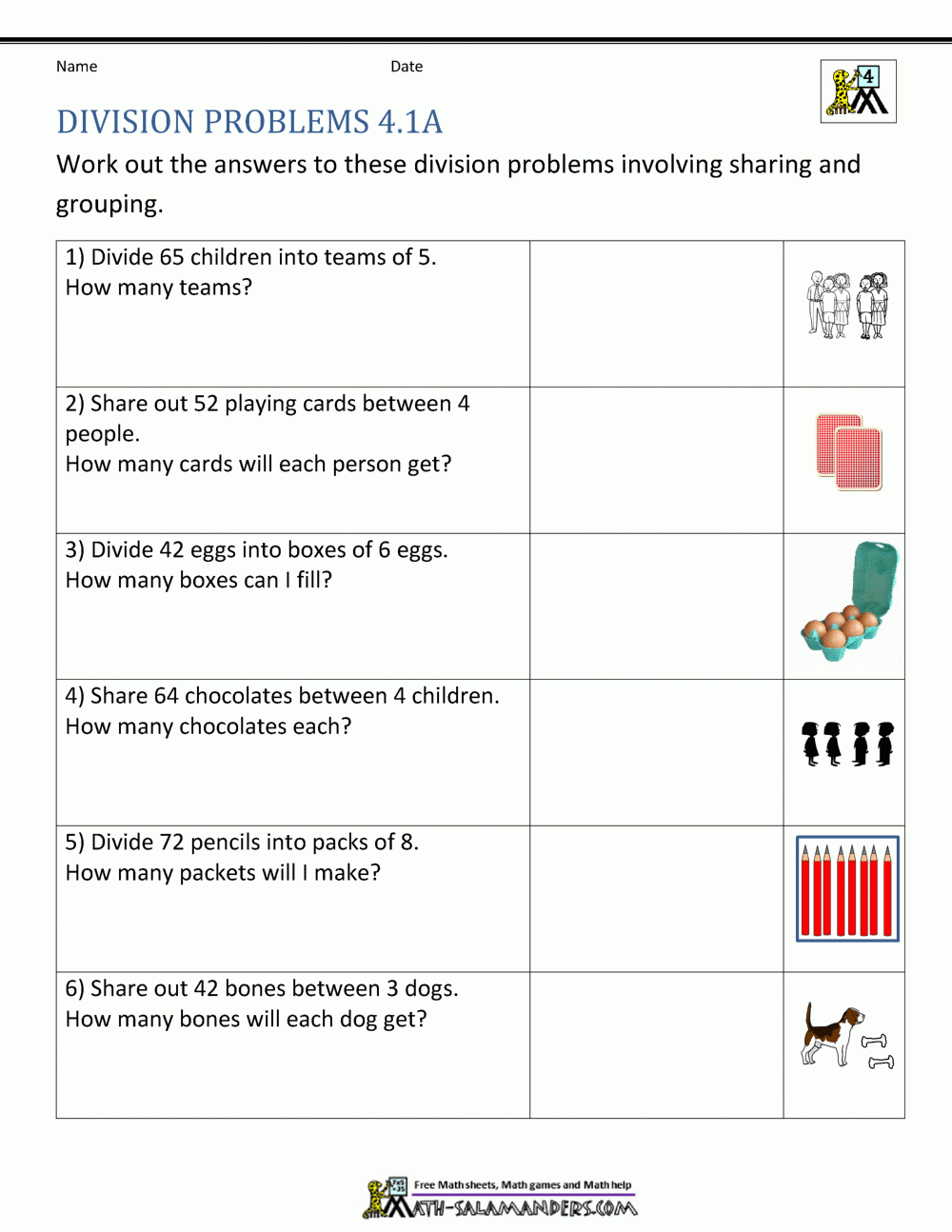 Division Worksheets Grade 4