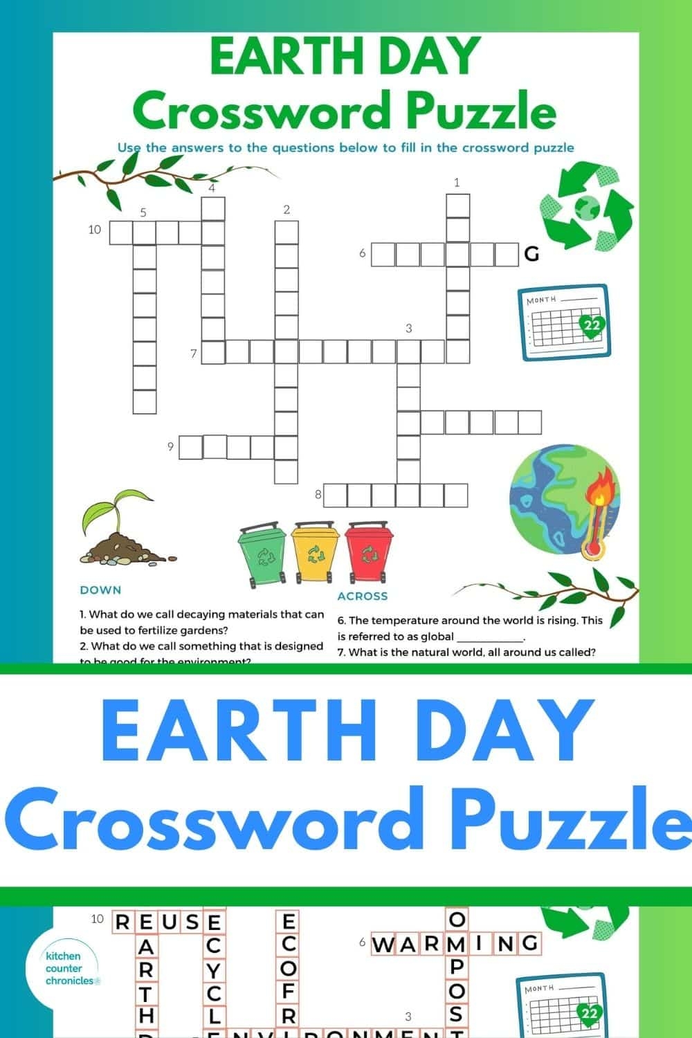 Earth Day Activity Earth Day Crossword Puzzle