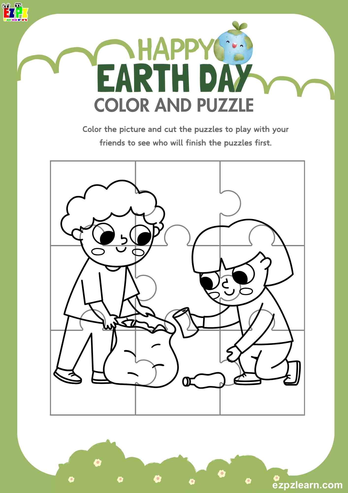 Earth Day Reduce Reuse And Recycle Coloring And Puzzle Activity For Kids Free Printable PDF ESL Ezpzlearn