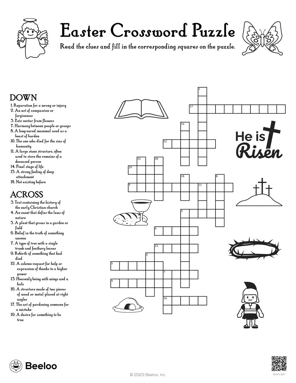 Easter Crossword Puzzle Beeloo Printable Crafts And Activities Worksheets Library