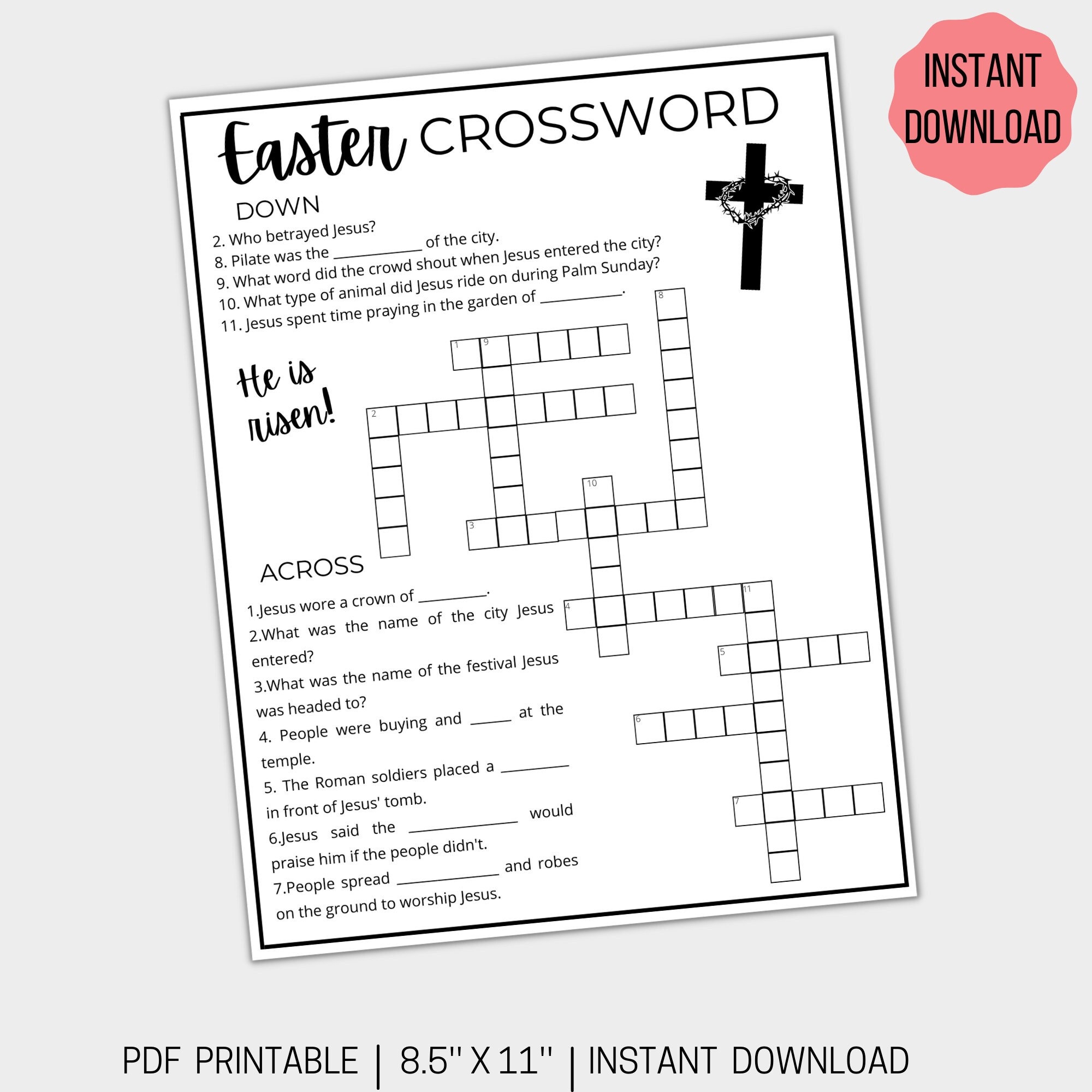Easter Crossword Puzzle Printable Worksheets