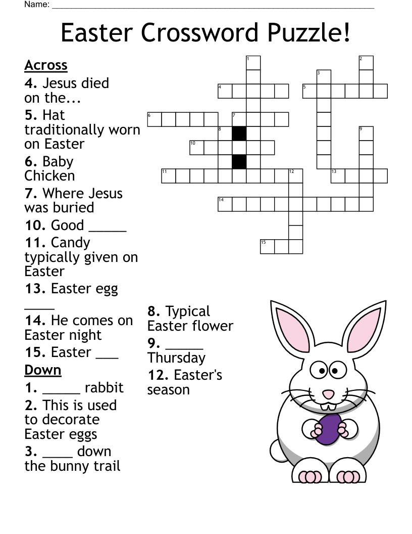 Easter Crossword Puzzle WordMint Worksheets Library