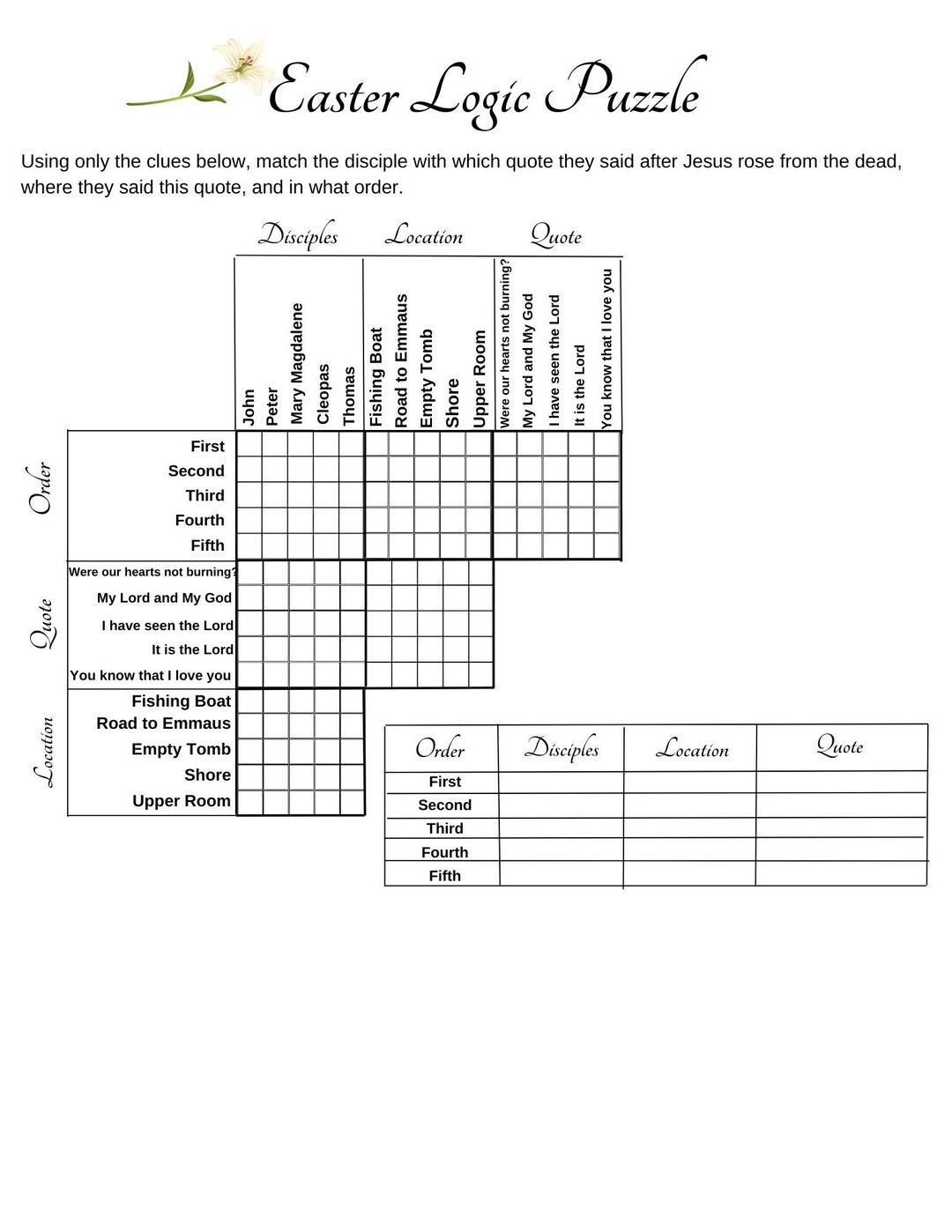 Logic Puzzles Worksheets