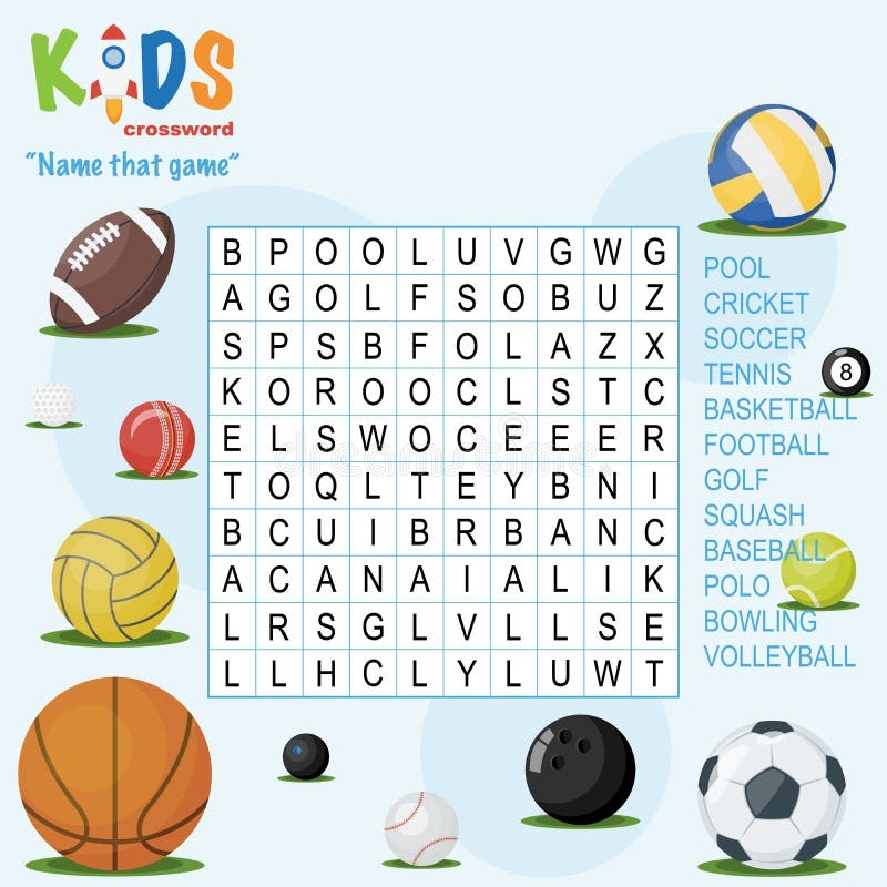 Easy Crossword Puzzle Name That Game Stock Vector Illustration Of Football Kids 169855151