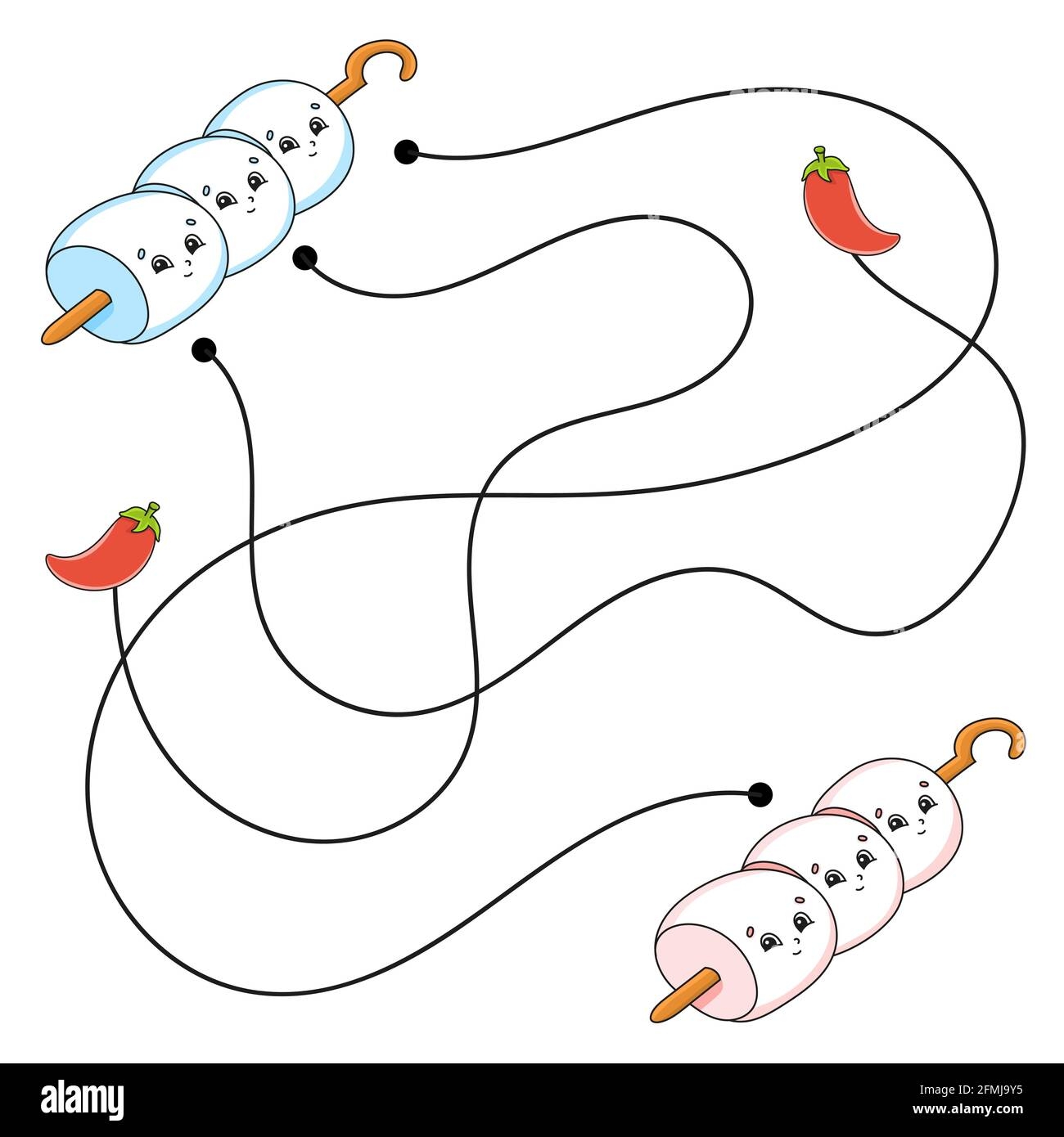Easy Maze Labyrinth For Kids Activity Worksheet Puzzle For Children Cartoon Character Logical Conundrum Color Vector Illustration Stock Vector Image U0026 Art Alamy