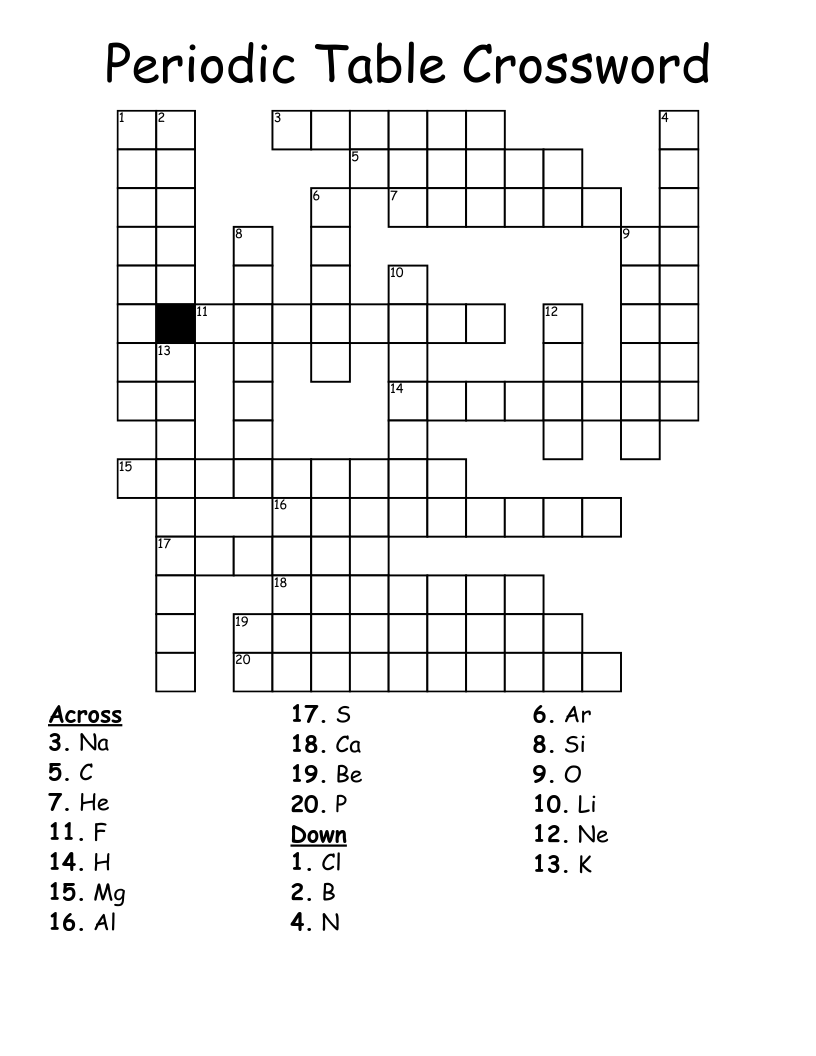 Elements Worksheet WordMint
