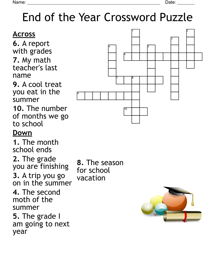 End Of The School Year Crossword WordMint