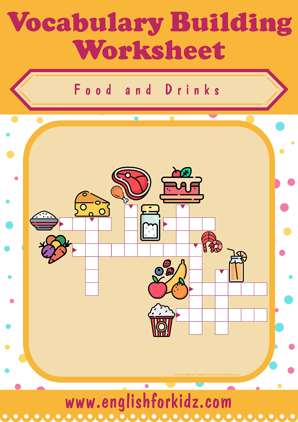 English For Kids Step By Step Food And Drinks Crossword Puzzles
