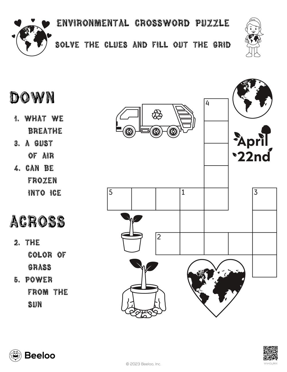 Environmental Crossword Puzzle Beeloo Printable Crafts And 