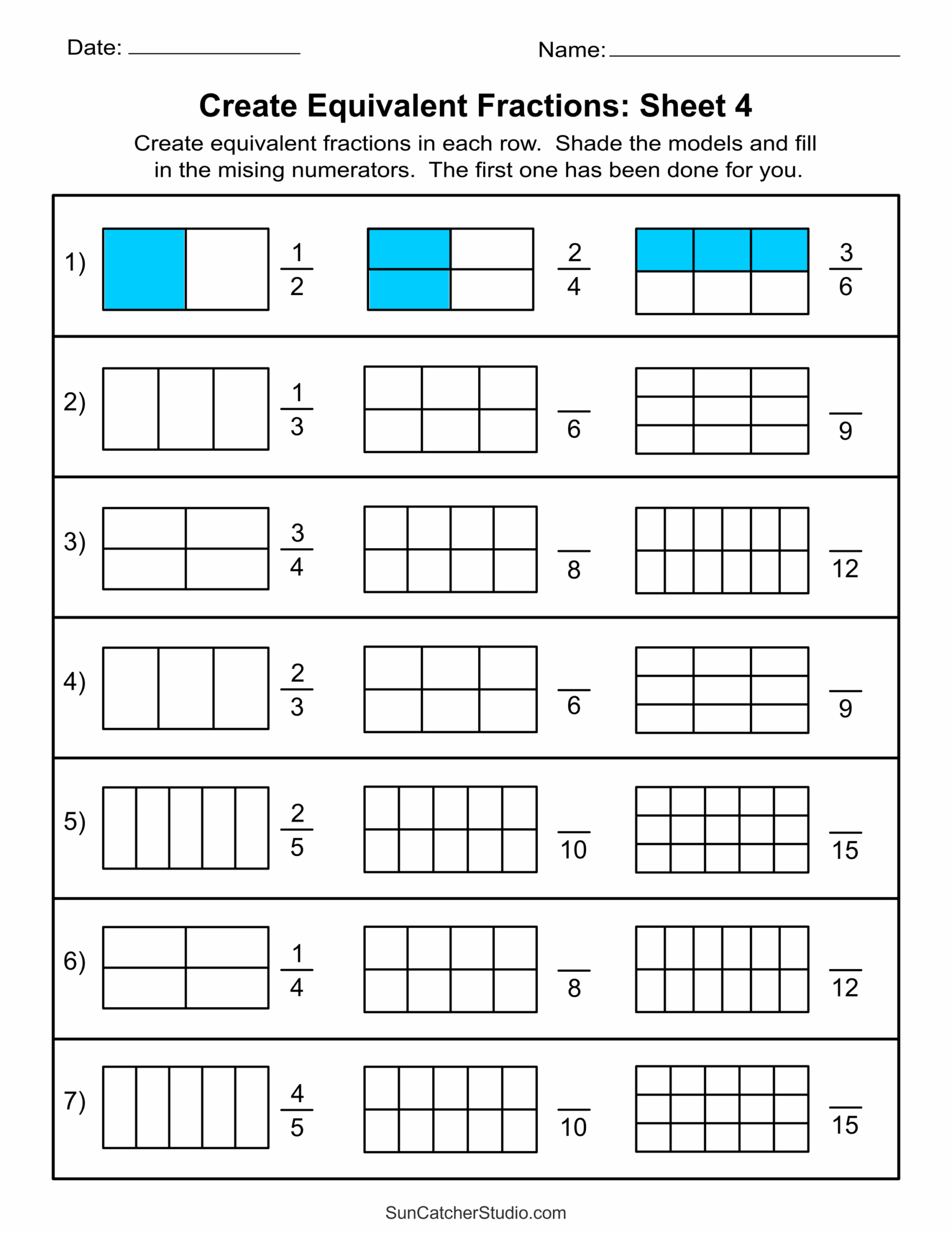 Comparing Fractions Puzzle Worksheets