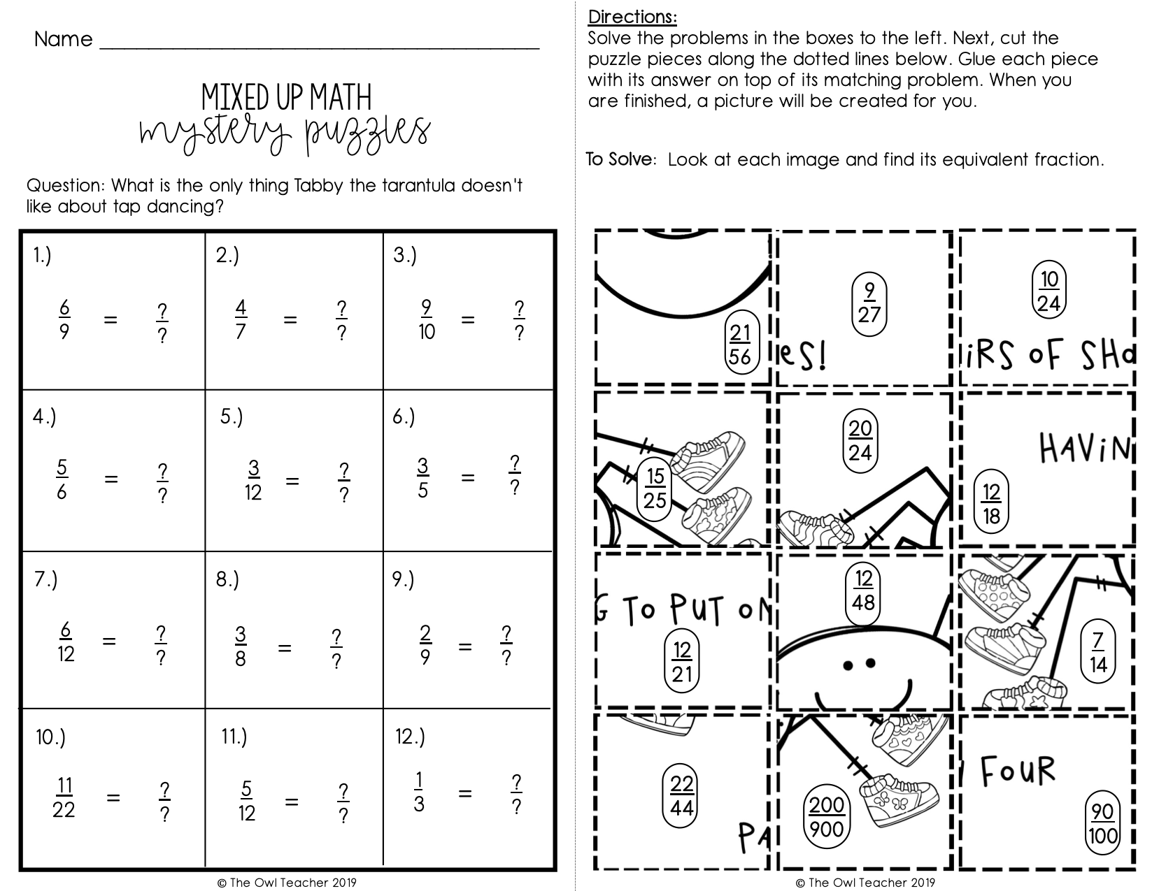 Equivalent Fractions Mixed Up Puzzles Printable U0026 Digital Google The Owl Teacher