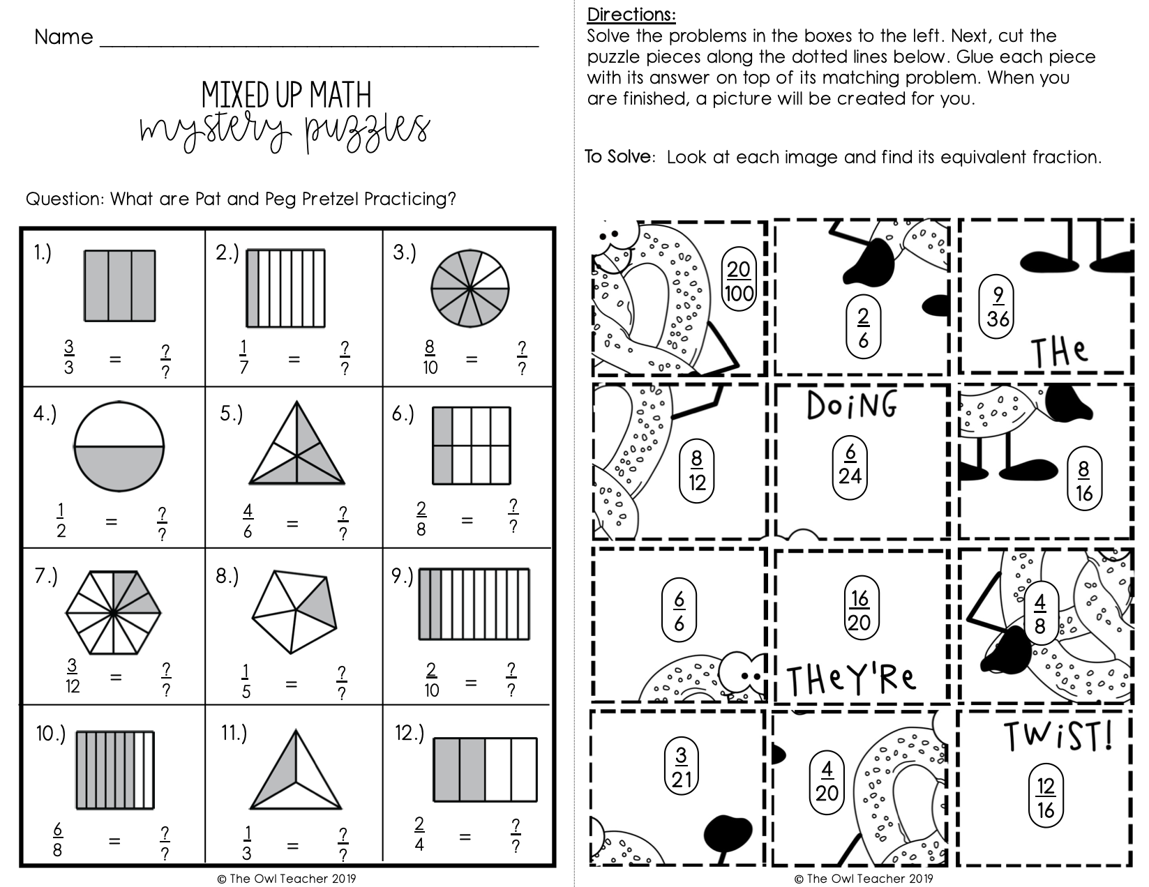 Equivalent Fractions Mixed Up Puzzles Printable U0026 Digital Google The Owl Teacher