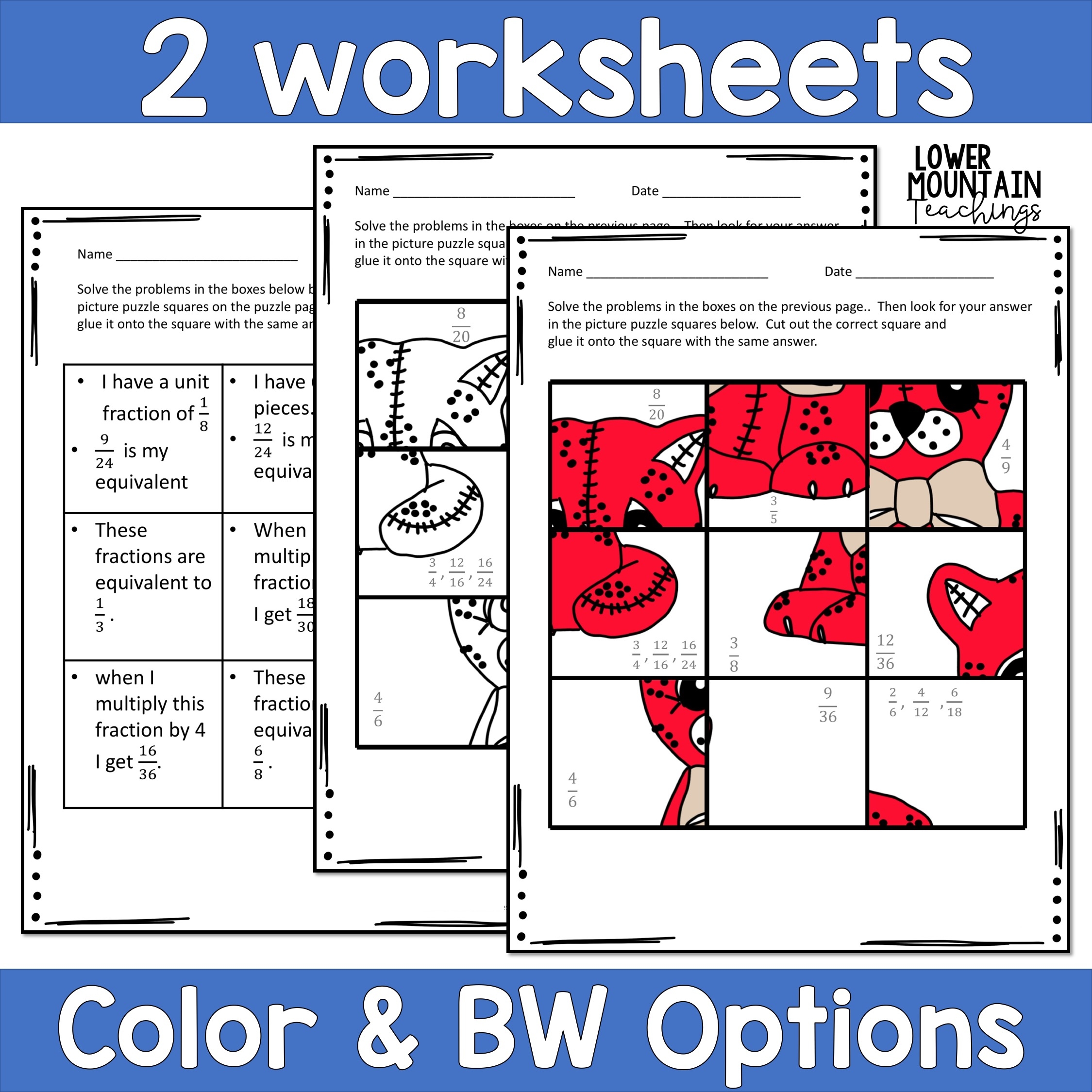 Equivalent Fractions Puzzle Pages Made By Teachers