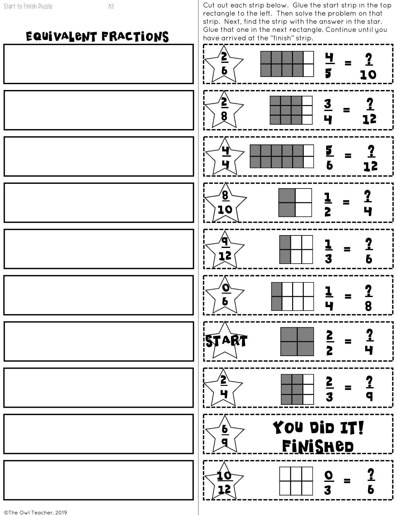 Equivalent Fractions Start2Finish Printable U0026 Digital Google 