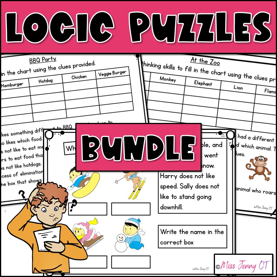Executive Functioning Activities Logic Puzzle Worksheets For Kids Bundle Classful