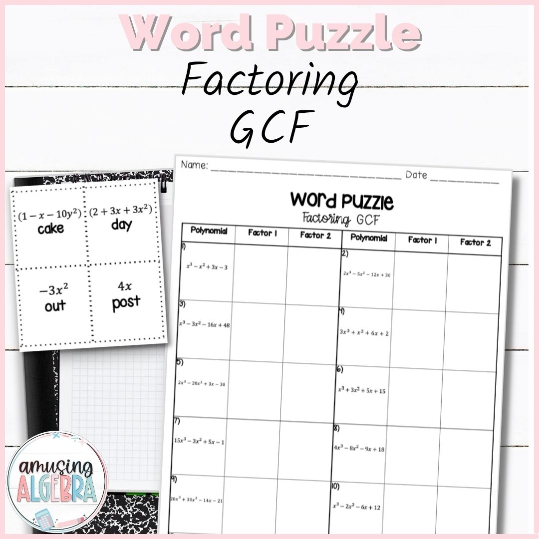 Factoring GCF Mystery Word Puzzle Made By Teachers