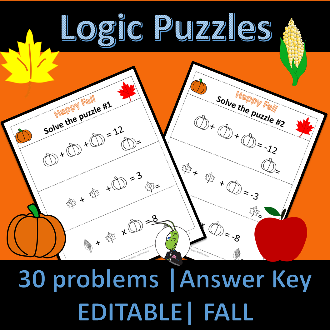 Fall Logic Puzzles Number Sense Algebra 1