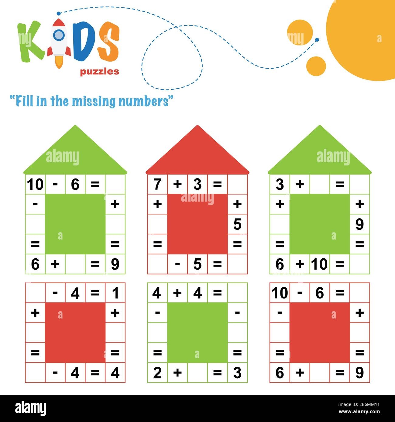 Fill In The Missing Numbers Easy Colorful Math Crossword Puzzles For Preschool Elementary And Middle School Kids Stock Vector Image U0026 Art Alamy