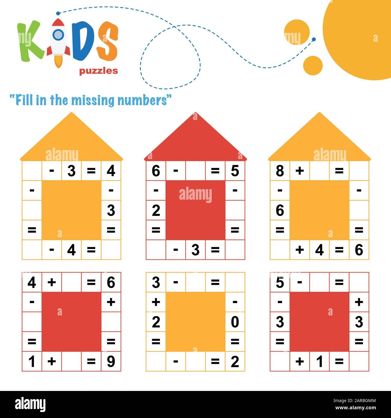 Fill In The Missing Numbers Easy Colorful Math Crossword Puzzles 