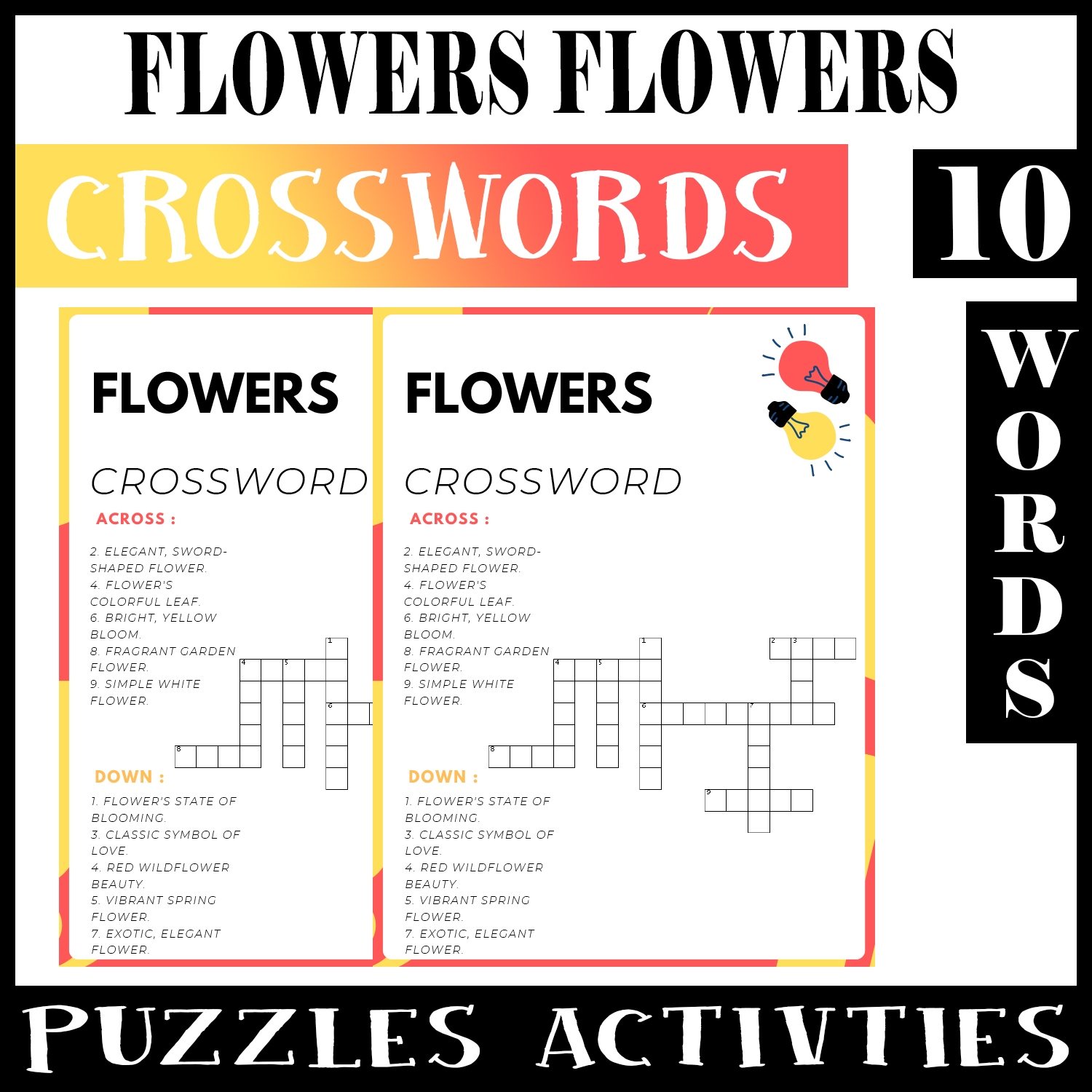 Flowers No Prep Crossword Puzzle Worksheet Activity For Morning Work Made By Teachers