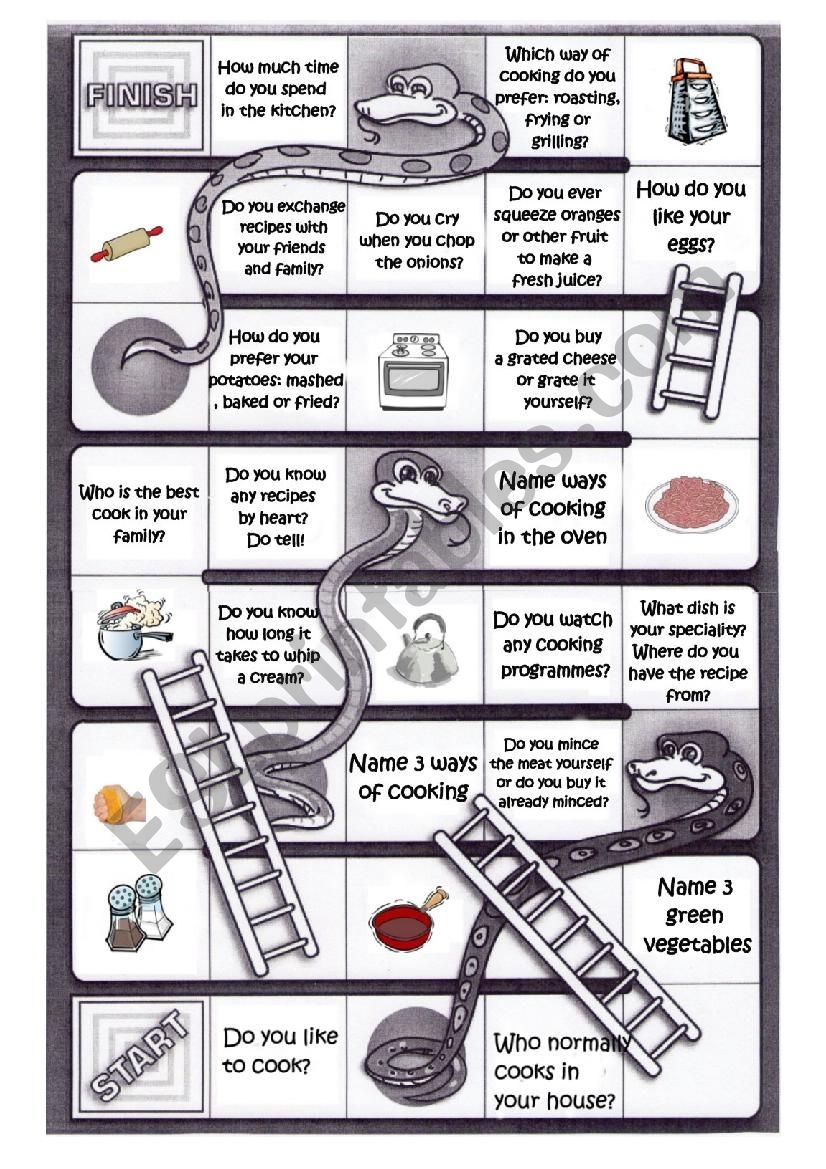 Food And Cooking BOARD GAME SPEAKING ACTIVITY ESL Worksheet By 
