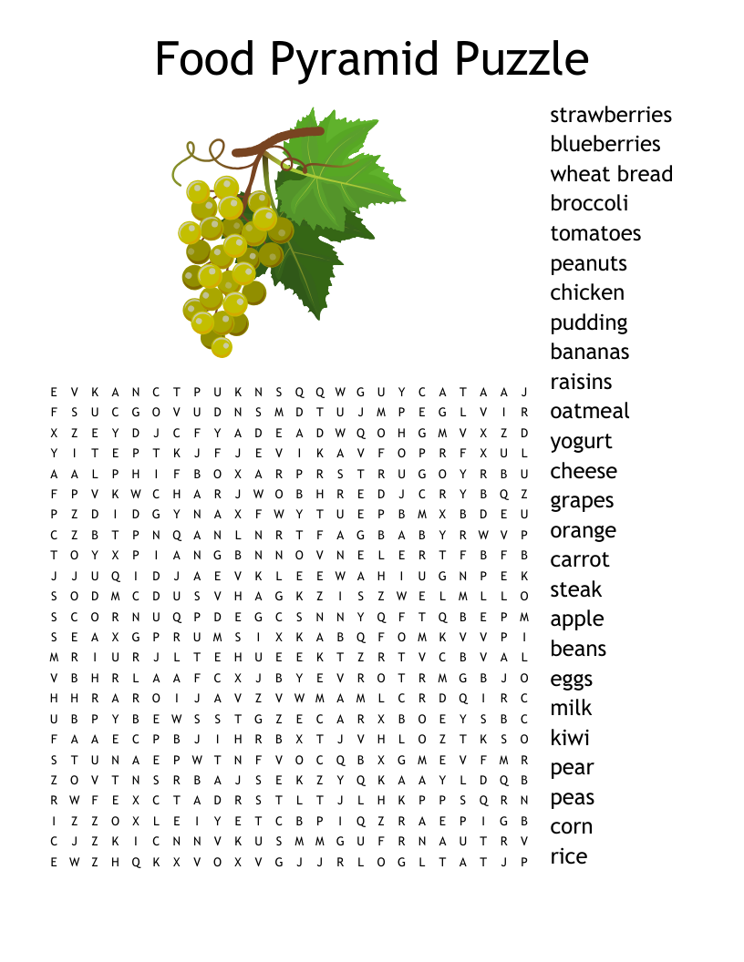 Food Pyramid Puzzle Word Search WordMint