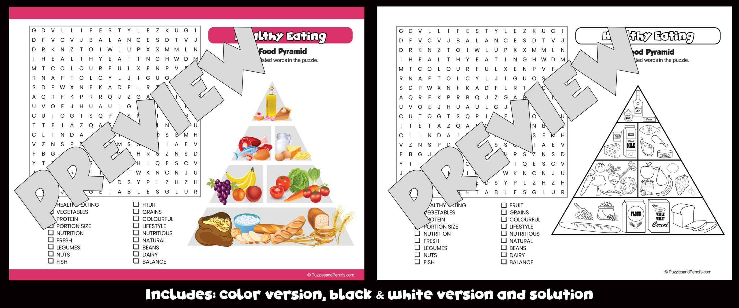 Food Pyramid Word Search Puzzle And Colouring Healthy Eating Wordsearch Teaching Resources