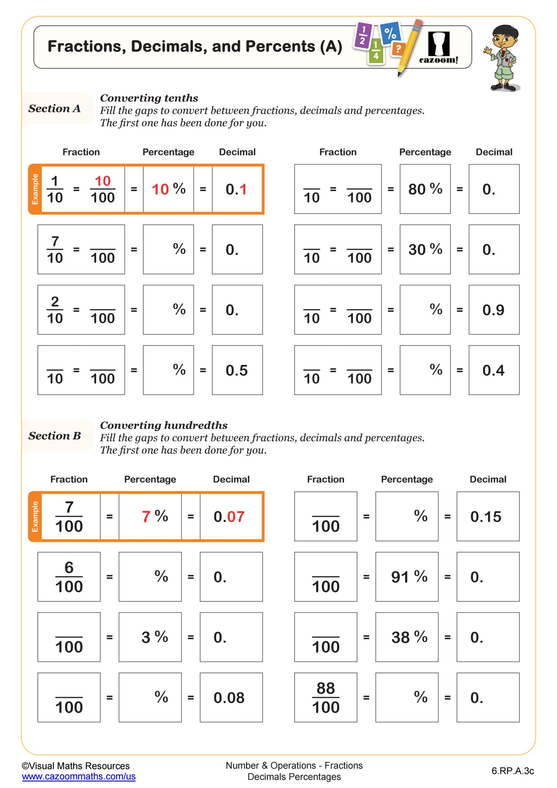 Percentage Puzzles Worksheets