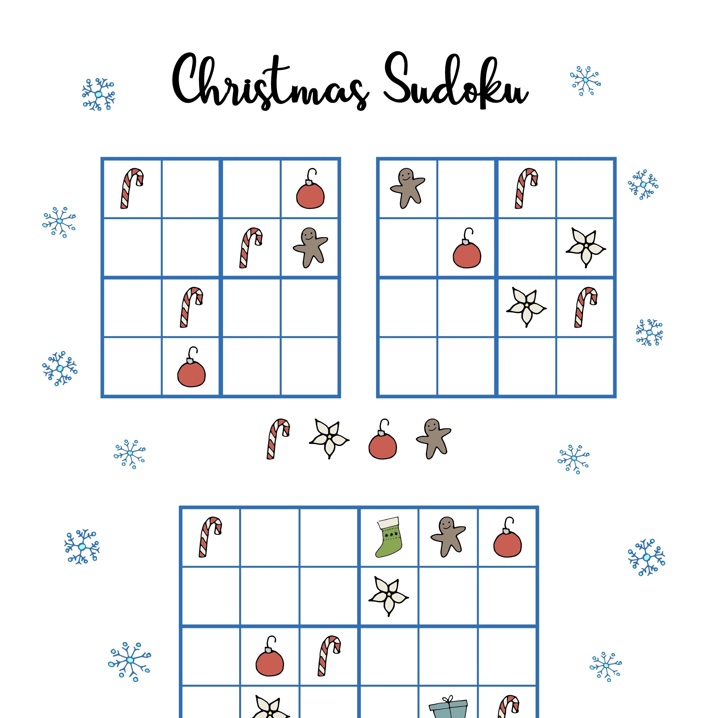 Christmas Sudoku Puzzles Worksheets