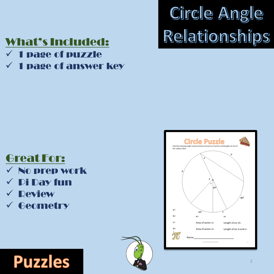 Free Circle Angles Properties Puzzle Geometry Central And Inscribed Angles Made By Teachers