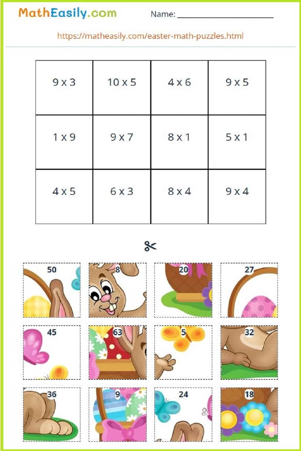 Free Easter Math Puzzles PRINTABLE 