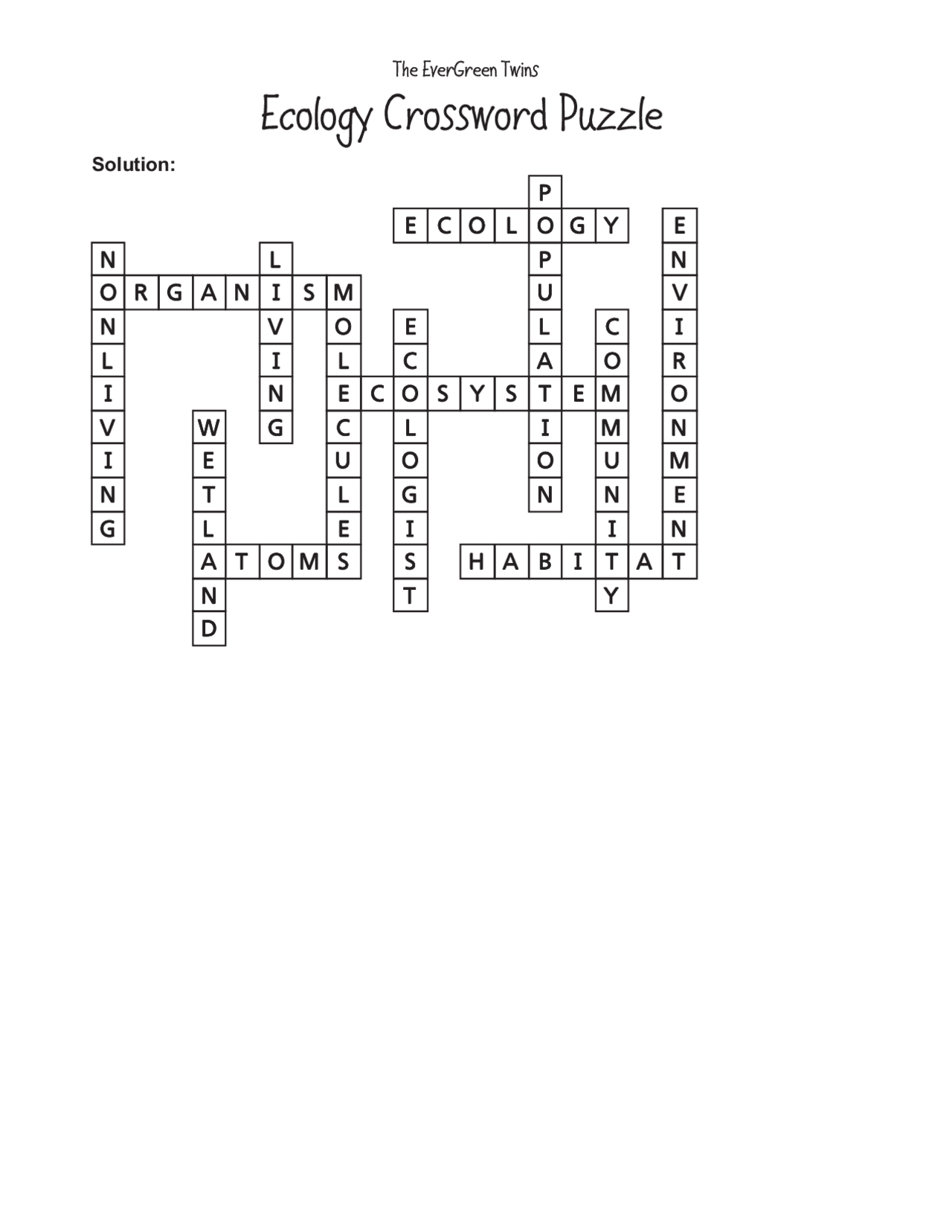 Free Ecology Crossword Puzzle Worksheet Download Free Ecology 