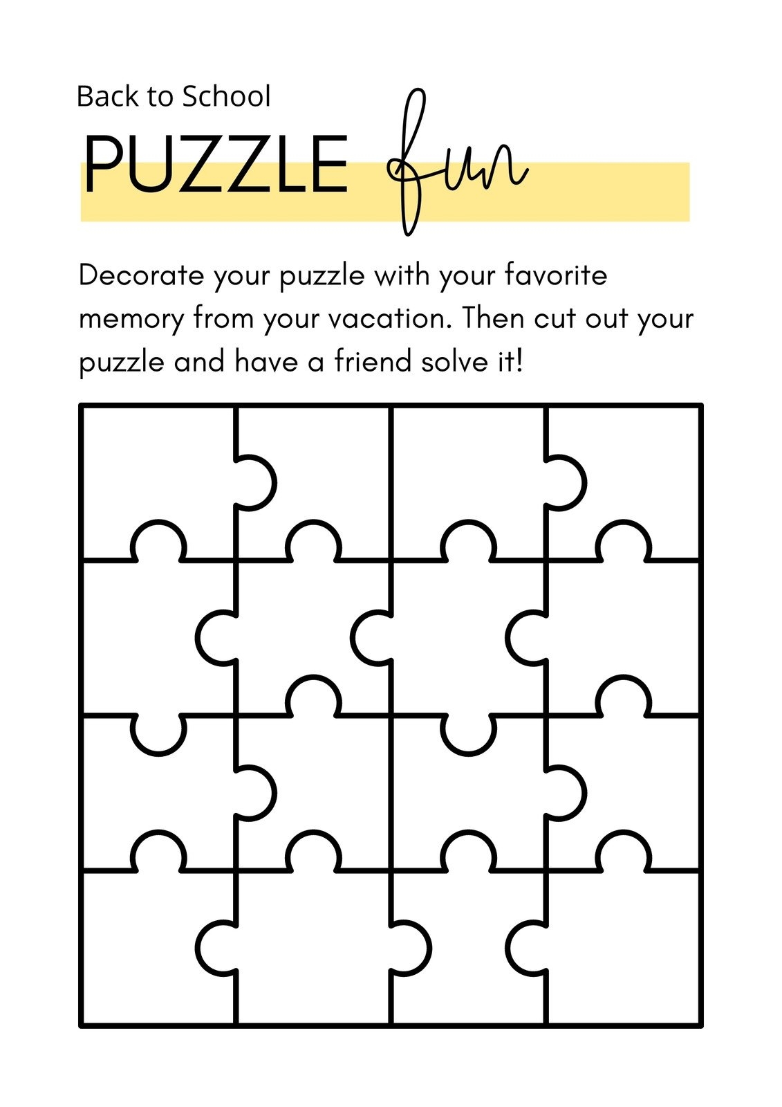 Back To School Puzzles Worksheets