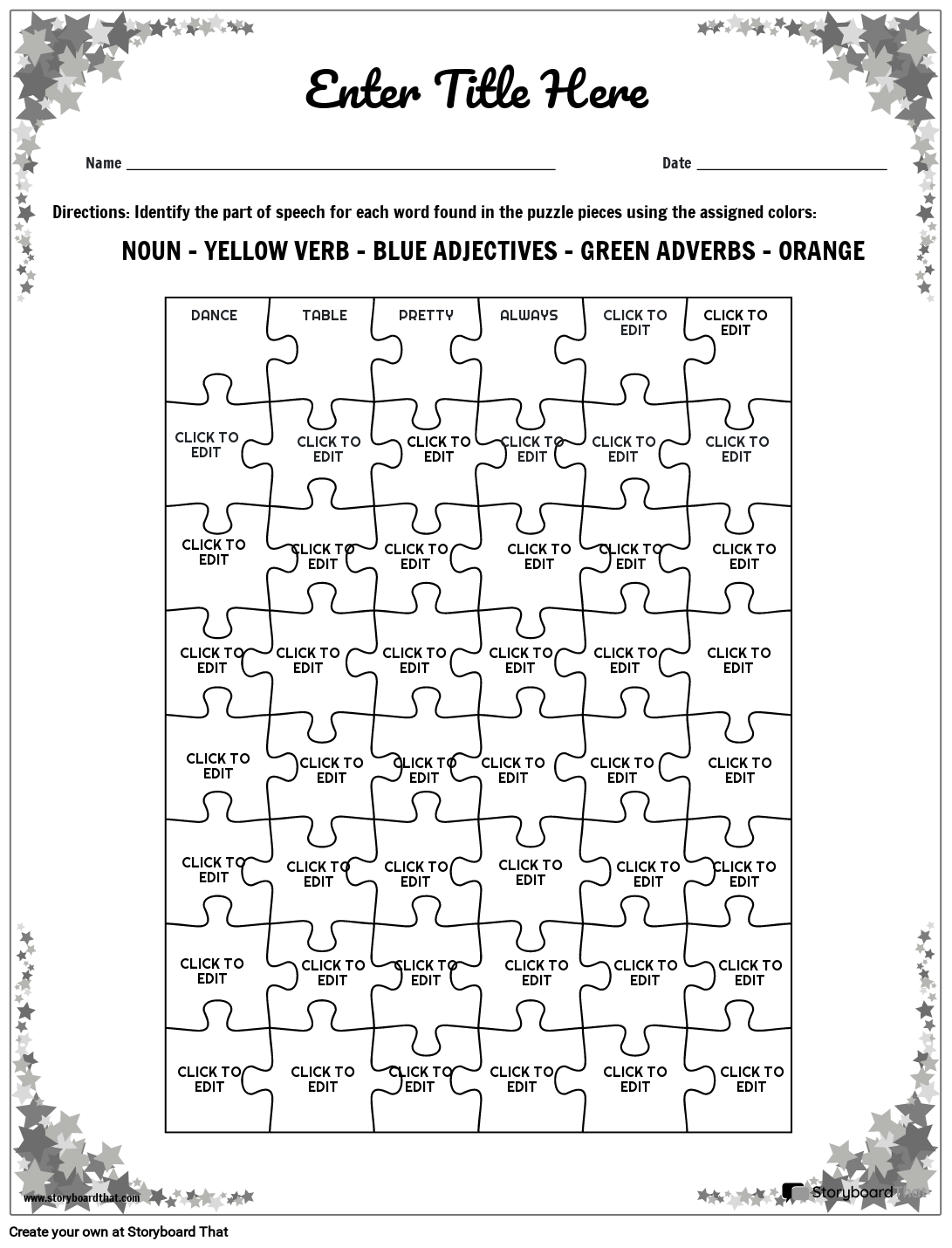 Language Arts Puzzle Worksheets Middle School