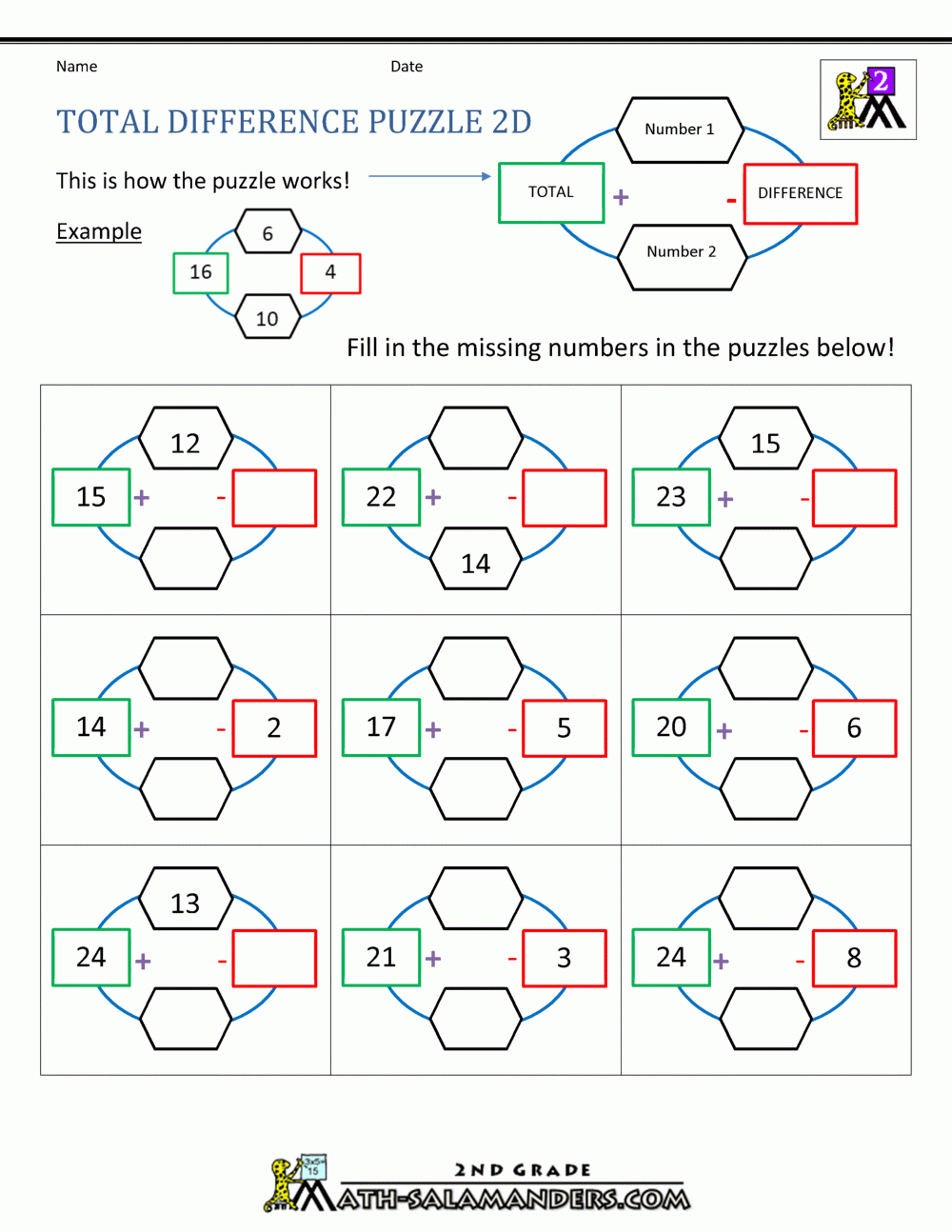 Free Math Puzzles Addition And Subtraction
