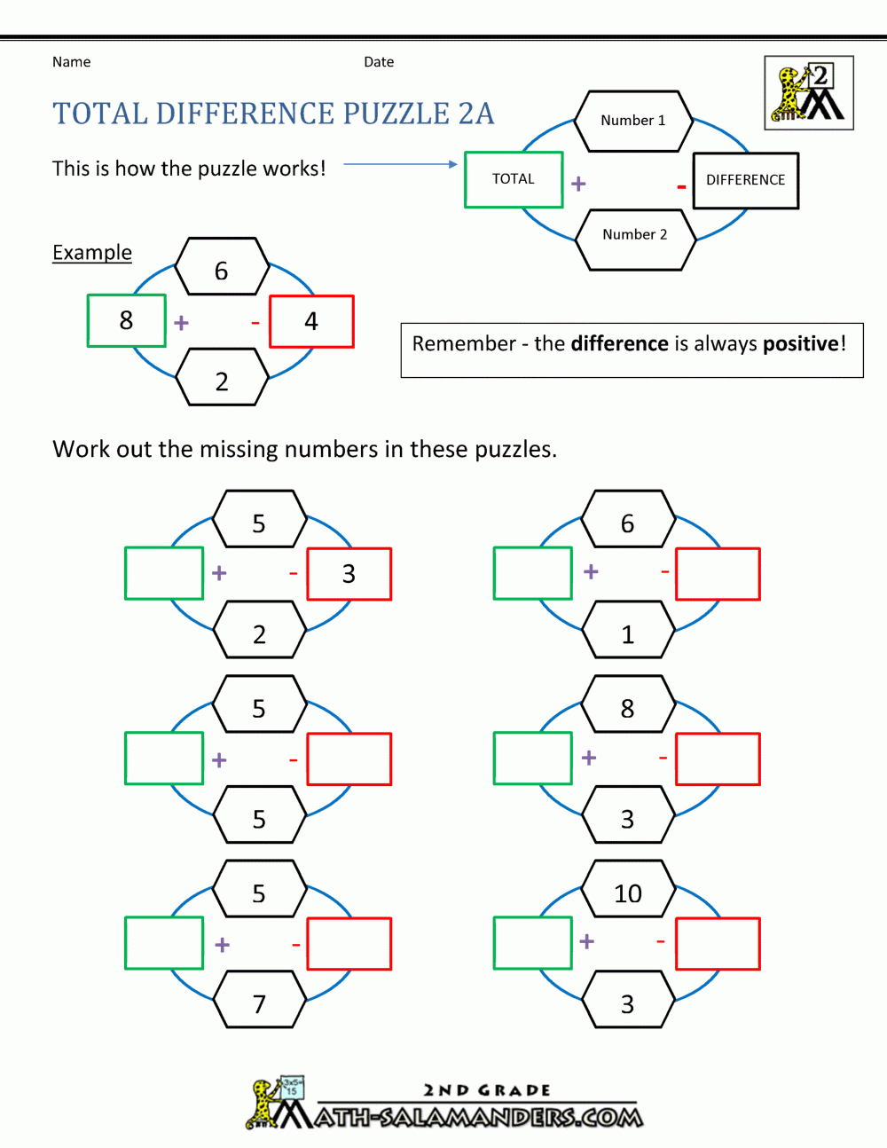 Free Math Puzzles Addition And Subtraction
