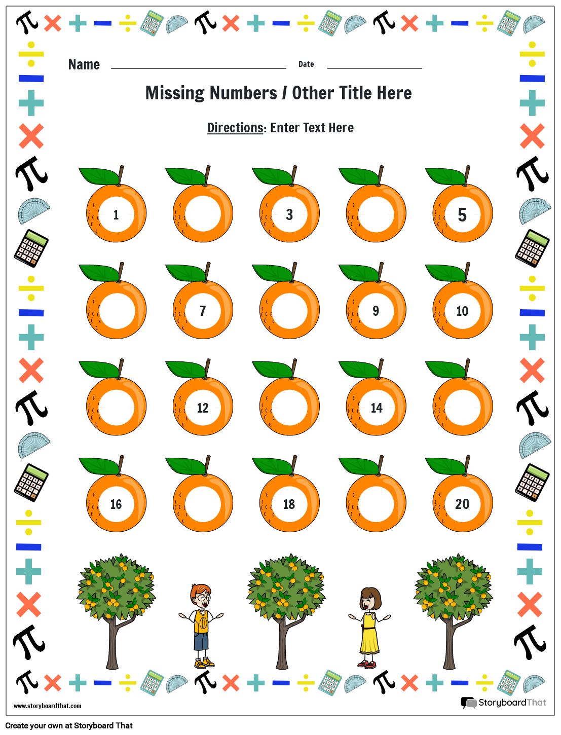 Free Missing Numbers Worksheets By Storyboard That