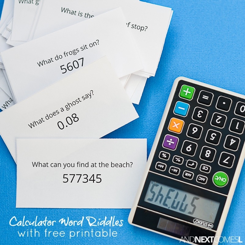 Free Printable Calculator Word Riddles For Kids And Next Comes L 