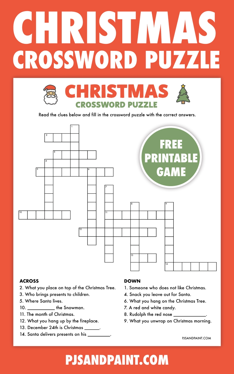 Christmas Crossword Puzzle Worksheet