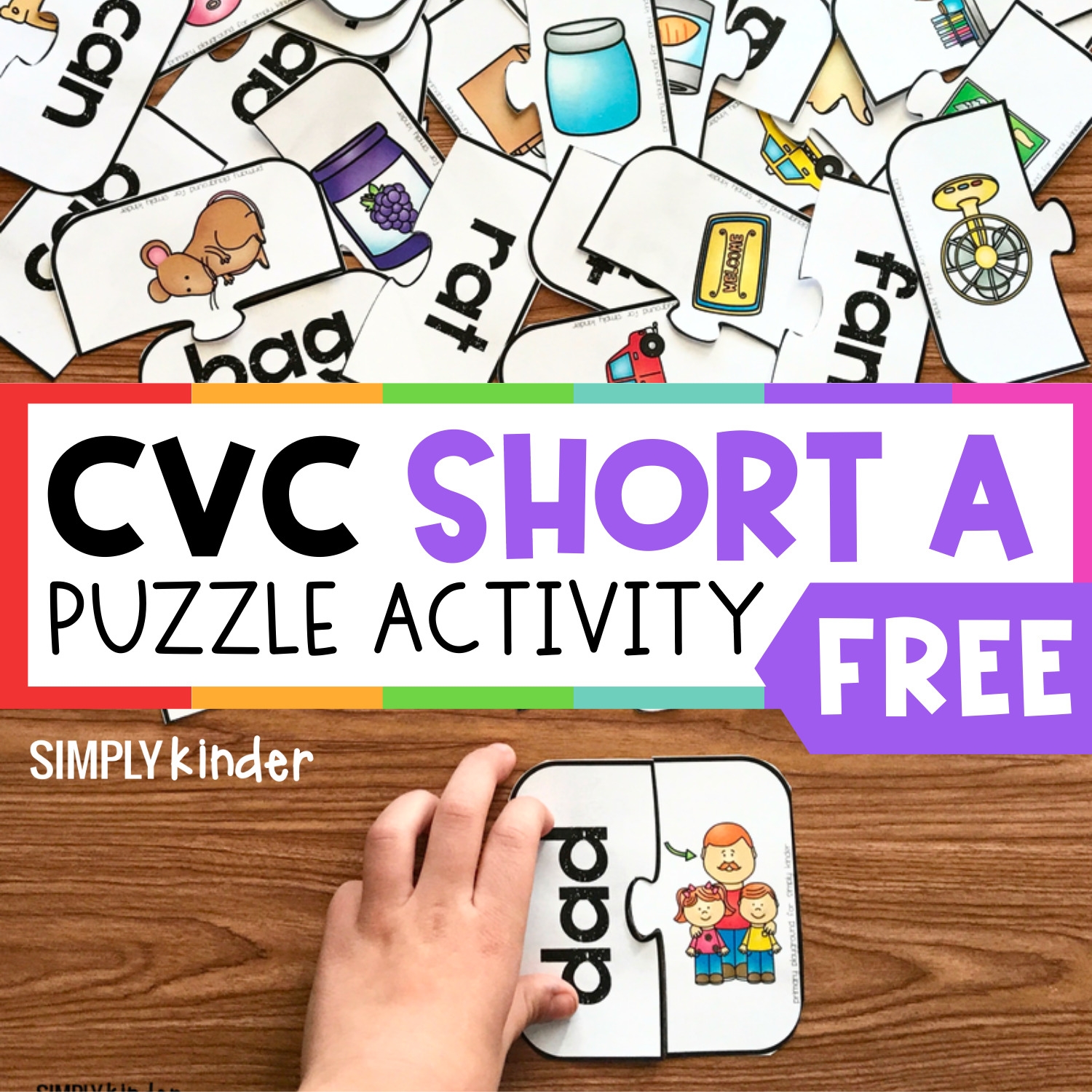 Free Printable CVC Short A Puzzles Simply Kinder
