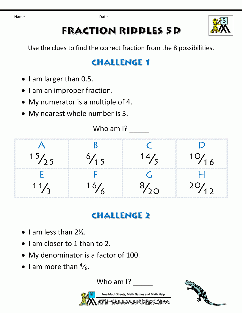 Fractions Worksheets Pdf Puzzle