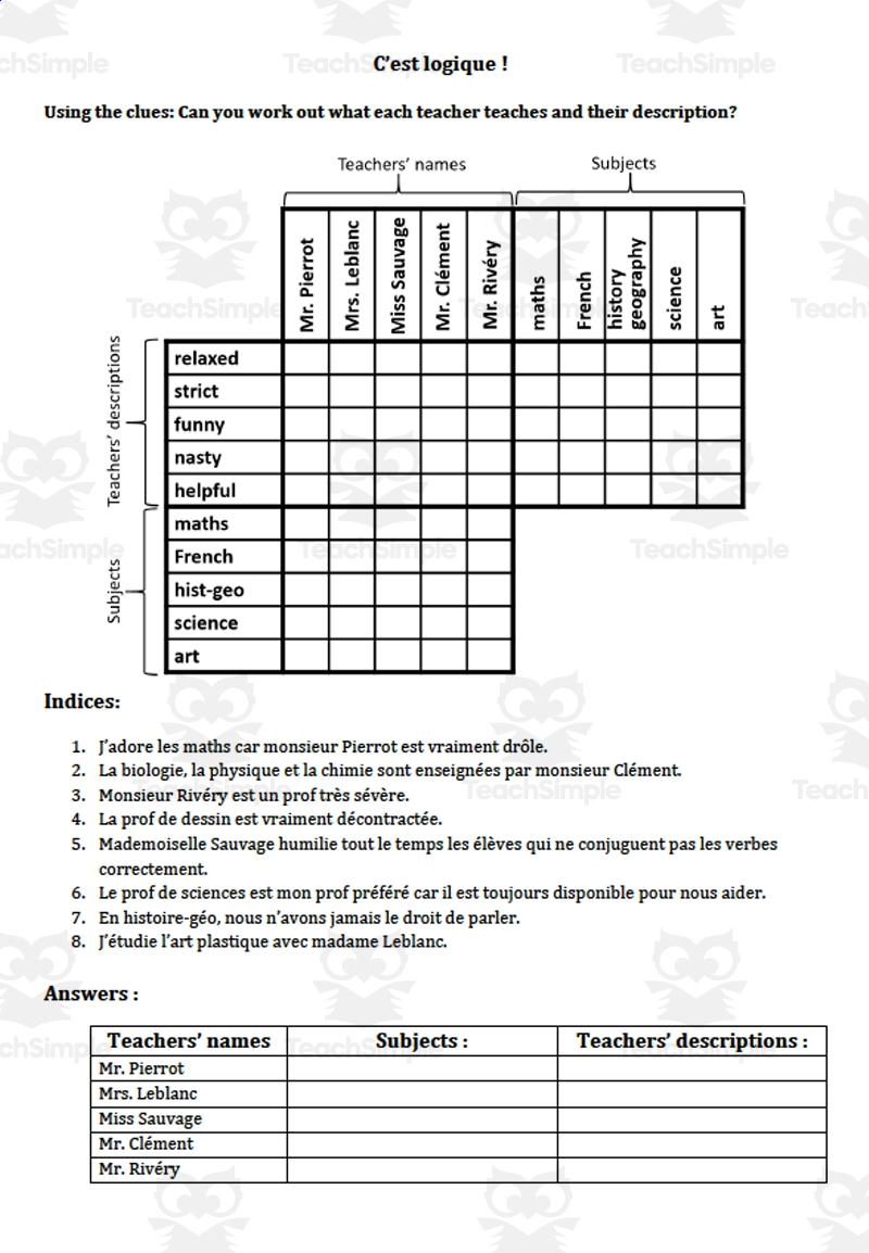 Logic Puzzles Worksheets Pdf