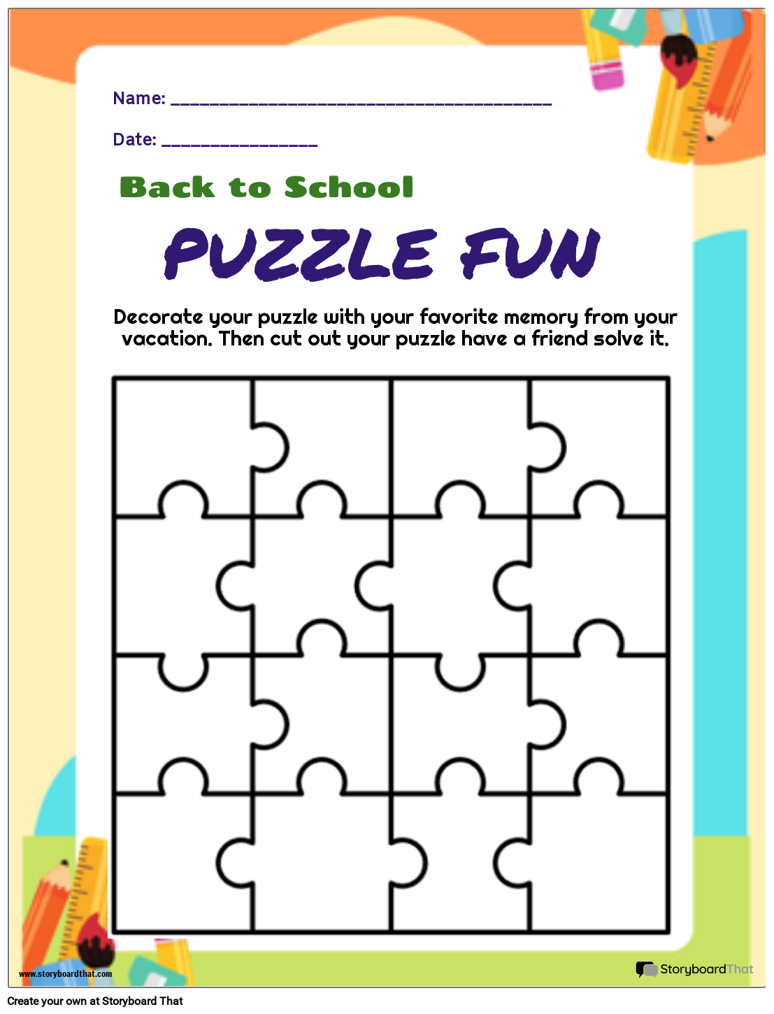 Back To School Puzzle Worksheets