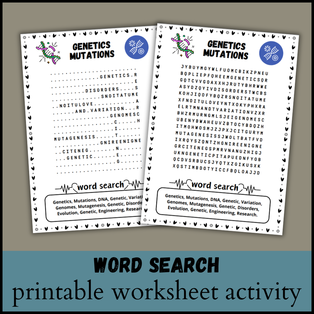 Genetics Mutations Word Search Puzzle Worksheet Activity Made By Teachers