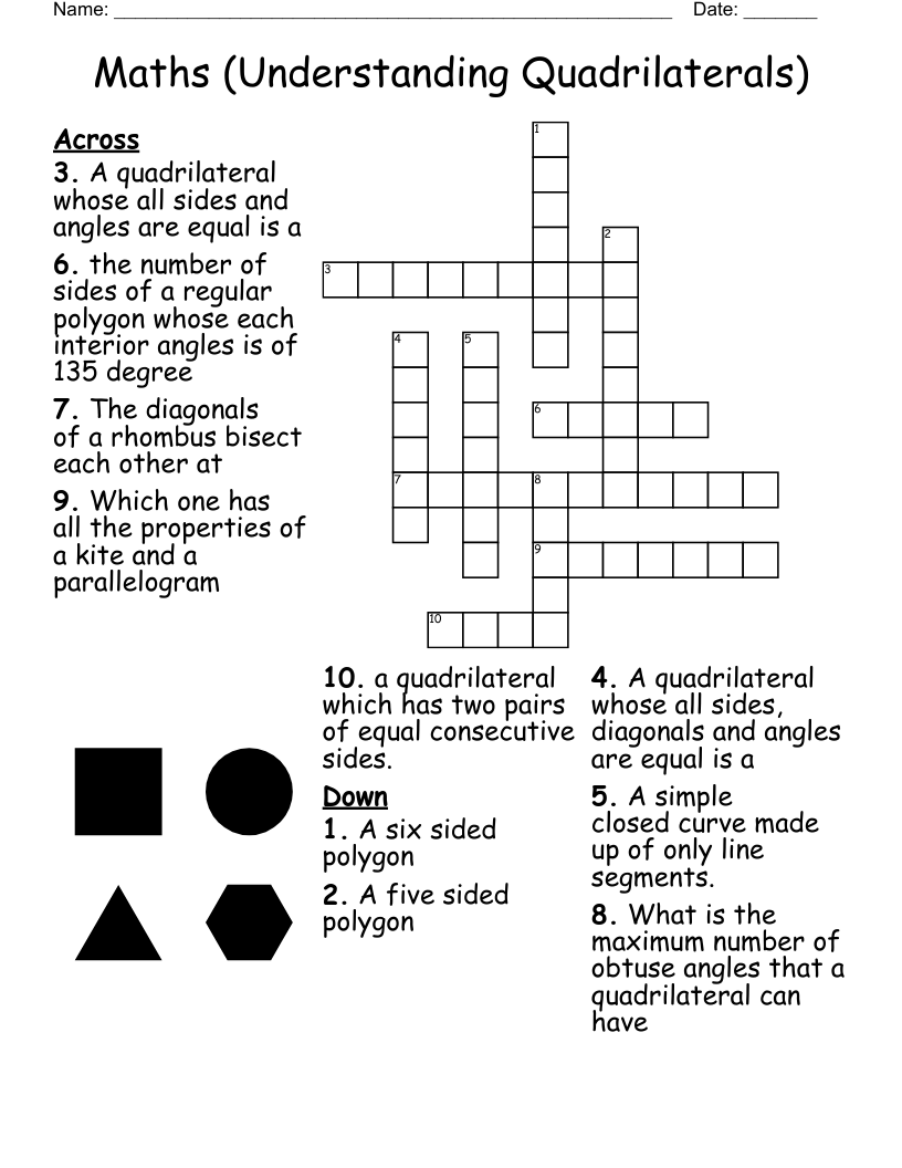 Geometry Cross Word Puzzle WordMint